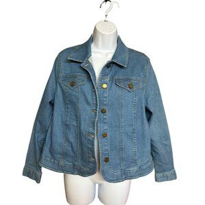 Alia Petite Denim Jacket Size 12P Blue Stretch Western Country Cottage